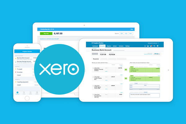 a tablet, phone, and tablet with the word xero on it.