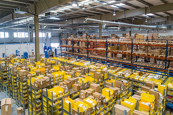 a large warehouse filled with lots of boxes.