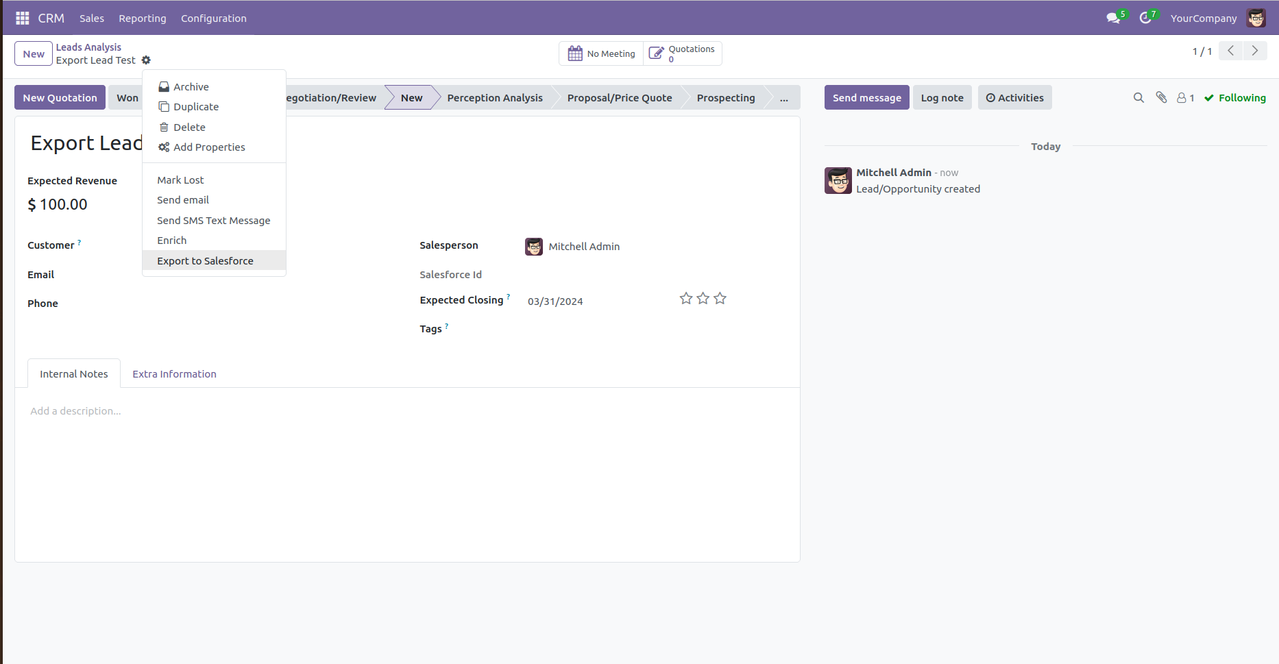 Pragmatic Odoo Salesforce Connector