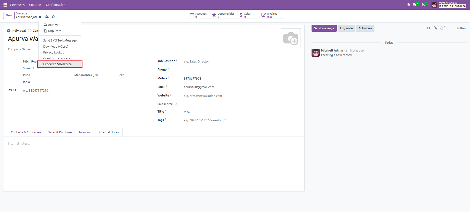 Pragmatic Odoo Salesforce Connector