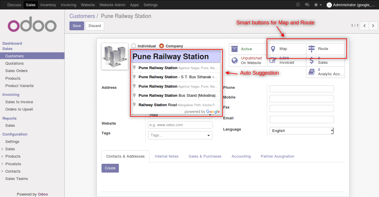 Google Map Integration With Odoo - Pragmatic