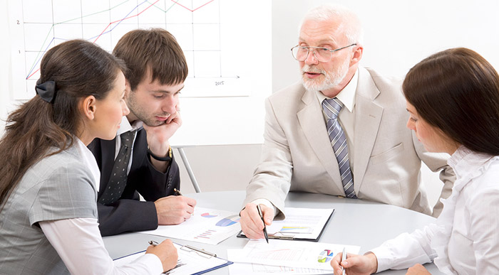 4 people in a meeting